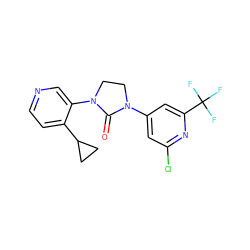 O=C1N(c2cc(Cl)nc(C(F)(F)F)c2)CCN1c1cnccc1C1CC1 ZINC000144329917