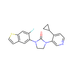 O=C1N(c2cc3ccsc3cc2F)CCN1c1cnccc1C1CC1 ZINC000144136918