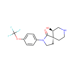 O=C1N(c2ccc(OC(F)(F)F)cc2)CC[C@]12CCNC[C@@H]2O ZINC000091691361