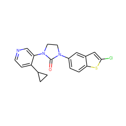 O=C1N(c2ccc3sc(Cl)cc3c2)CCN1c1cnccc1C1CC1 ZINC000144053295