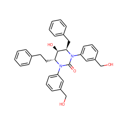 O=C1N(c2cccc(CO)c2)[C@H](CCc2ccccc2)[C@@H](O)[C@@H](Cc2ccccc2)N1c1cccc(CO)c1 ZINC000028115708