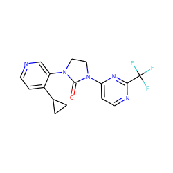 O=C1N(c2ccnc(C(F)(F)F)n2)CCN1c1cnccc1C1CC1 ZINC000143933151