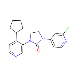 O=C1N(c2ccnc(Cl)c2)CCN1c1cnccc1C1CCCC1 ZINC000143975302