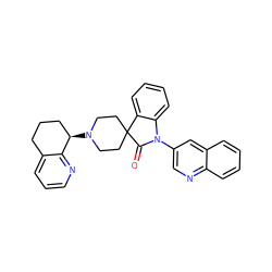 O=C1N(c2cnc3ccccc3c2)c2ccccc2C12CCN([C@@H]1CCCc3cccnc31)CC2 ZINC000084723381