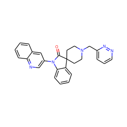 O=C1N(c2cnc3ccccc3c2)c2ccccc2C12CCN(Cc1cccnn1)CC2 ZINC000084709103