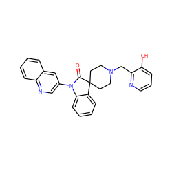 O=C1N(c2cnc3ccccc3c2)c2ccccc2C12CCN(Cc1ncccc1O)CC2 ZINC000084711529