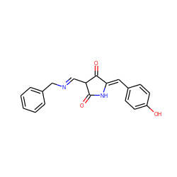 O=C1N/C(=C\c2ccc(O)cc2)C(=O)C1/C=N/Cc1ccccc1 ZINC000005062076