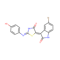 O=C1N/C(=N\c2ccc(O)cc2)S/C1=C1\C(=O)Nc2ccc(Br)cc21 ZINC000012032316