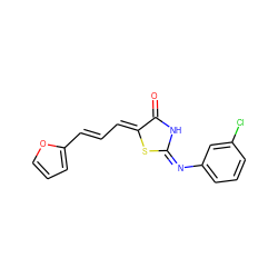 O=C1N/C(=N\c2cccc(Cl)c2)S/C1=C\C=C\c1ccco1 ZINC000013810714