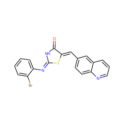 O=C1N/C(=N\c2ccccc2Br)S/C1=C\c1ccc2ncccc2c1 ZINC000168434675