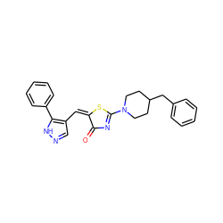 O=C1N=C(N2CCC(Cc3ccccc3)CC2)S/C1=C/c1cn[nH]c1-c1ccccc1 ZINC000012507978