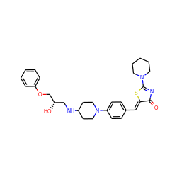 O=C1N=C(N2CCCCC2)S/C1=C\c1ccc(N2CCC(NC[C@H](O)COc3ccccc3)CC2)cc1 ZINC000028018933