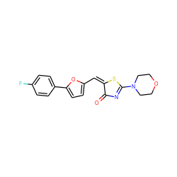 O=C1N=C(N2CCOCC2)S/C1=C/c1ccc(-c2ccc(F)cc2)o1 ZINC000000868846