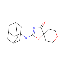 O=C1N=C(NC23CC4CC(CC(C4)C2)C3)OC12CCOCC2 ZINC000028824002