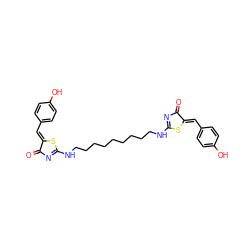 O=C1N=C(NCCCCCCCCCNC2=NC(=O)/C(=C/c3ccc(O)cc3)S2)S/C1=C\c1ccc(O)cc1 ZINC000095558220