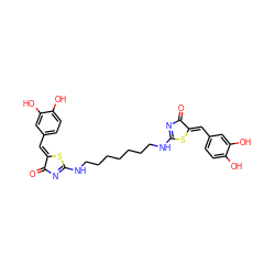 O=C1N=C(NCCCCCCCNC2=NC(=O)/C(=C/c3ccc(O)c(O)c3)S2)S/C1=C\c1ccc(O)c(O)c1 ZINC000095564129