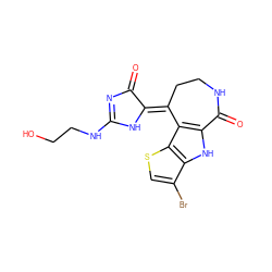 O=C1N=C(NCCO)N/C1=C1/CCNC(=O)c2[nH]c3c(Br)csc3c21 ZINC000040406839