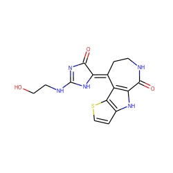 O=C1N=C(NCCO)N/C1=C1/CCNC(=O)c2[nH]c3ccsc3c21 ZINC000040411624