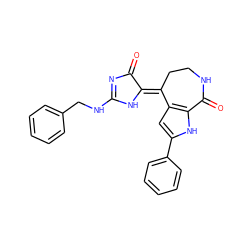 O=C1N=C(NCc2ccccc2)N/C1=C1/CCNC(=O)c2[nH]c(-c3ccccc3)cc21 ZINC000082153800