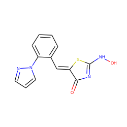 O=C1N=C(NO)S/C1=C\c1ccccc1-n1cccn1 ZINC000001384403