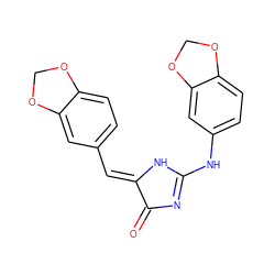 O=C1N=C(Nc2ccc3c(c2)OCO3)N/C1=C\c1ccc2c(c1)OCO2 ZINC000072109309