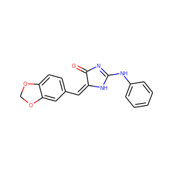 O=C1N=C(Nc2ccccc2)N/C1=C/c1ccc2c(c1)OCO2 ZINC000149885186