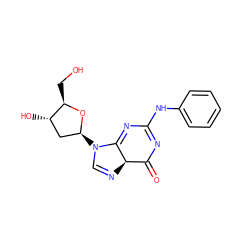 O=C1N=C(Nc2ccccc2)N=C2[C@@H]1N=CN2[C@H]1C[C@H](O)[C@@H](CO)O1 ZINC000169319250