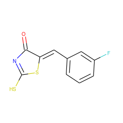O=C1N=C(S)S/C1=C\c1cccc(F)c1 ZINC000001863025