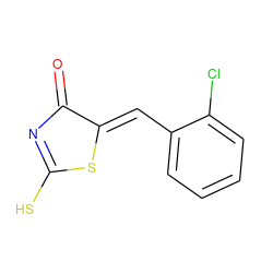 O=C1N=C(S)S/C1=C\c1ccccc1Cl ZINC000001268951