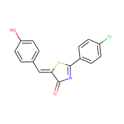 O=C1N=C(c2ccc(Cl)cc2)S/C1=C\c1ccc(O)cc1 ZINC000071315749