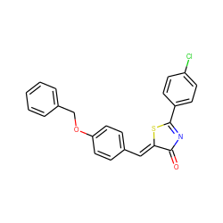 O=C1N=C(c2ccc(Cl)cc2)S/C1=C\c1ccc(OCc2ccccc2)cc1 ZINC000084669957