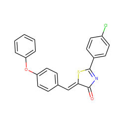 O=C1N=C(c2ccc(Cl)cc2)S/C1=C\c1ccc(Oc2ccccc2)cc1 ZINC000084669956