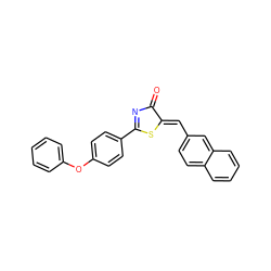 O=C1N=C(c2ccc(Oc3ccccc3)cc2)S/C1=C\c1ccc2ccccc2c1 ZINC000084654708