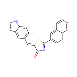 O=C1N=C(c2ccc3ccccc3c2)S/C1=C\c1ccc2[nH]ccc2c1 ZINC000084757275