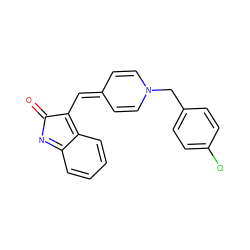 O=C1N=c2ccccc2=C1C=C1C=CN(Cc2ccc(Cl)cc2)C=C1 ZINC000377466634