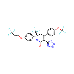 O=C1N[C@@](c2ccc(OCCC(F)(F)F)cc2)(C(F)(F)F)CC(c2ccc(OC(F)(F)F)cc2)=C1c1nn[nH]n1 ZINC001772657960