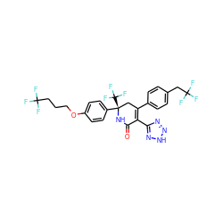 O=C1N[C@@](c2ccc(OCCCC(F)(F)F)cc2)(C(F)(F)F)CC(c2ccc(CC(F)(F)F)cc2)=C1c1nn[nH]n1 ZINC000206000510