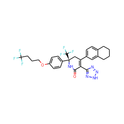 O=C1N[C@@](c2ccc(OCCCC(F)(F)F)cc2)(C(F)(F)F)CC(c2ccc3c(c2)CCCC3)=C1c1nn[nH]n1 ZINC000206000443