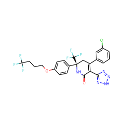 O=C1N[C@@](c2ccc(OCCCC(F)(F)F)cc2)(C(F)(F)F)CC(c2cccc(Cl)c2)=C1c1nn[nH]n1 ZINC001772626478