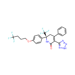 O=C1N[C@@](c2ccc(OCCCC(F)(F)F)cc2)(C(F)(F)F)CC(c2ccccc2)=C1c1nn[nH]n1 ZINC001772588355