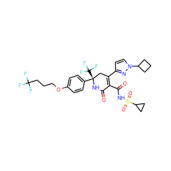 O=C1N[C@@](c2ccc(OCCCC(F)(F)F)cc2)(C(F)(F)F)CC(c2ccn(C3CCC3)n2)=C1C(=O)NS(=O)(=O)C1CC1 ZINC001772597822