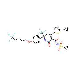 O=C1N[C@@](c2ccc(OCCCCC(F)(F)F)cc2)(C(F)(F)F)CC(c2ccc(C3CC3)s2)=C1C(=O)NS(=O)(=O)C1CC1 ZINC001772646991