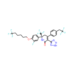 O=C1N[C@@](c2ccc(OCCCCCC(F)(F)F)c(F)c2)(C(F)(F)F)CC(c2ccc(CC(F)(F)F)cc2)=C1c1nn[nH]n1 ZINC001772647786