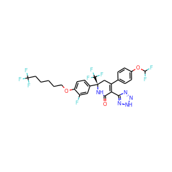 O=C1N[C@@](c2ccc(OCCCCCC(F)(F)F)c(F)c2)(C(F)(F)F)CC(c2ccc(OC(F)F)cc2)=C1c1nn[nH]n1 ZINC001772635337