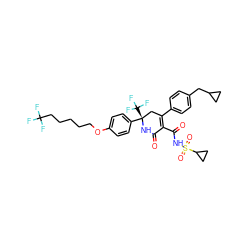 O=C1N[C@@](c2ccc(OCCCCCC(F)(F)F)cc2)(C(F)(F)F)CC(c2ccc(CC3CC3)cc2)=C1C(=O)NS(=O)(=O)C1CC1 ZINC001772614001