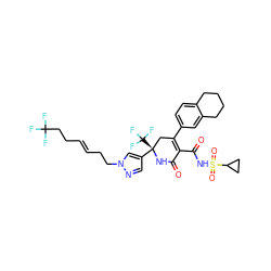 O=C1N[C@@](c2cnn(CC/C=C/CCC(F)(F)F)c2)(C(F)(F)F)CC(c2ccc3c(c2)CCCC3)=C1C(=O)NS(=O)(=O)C1CC1 ZINC001772569991