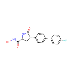 O=C1N[C@@H](C(=O)NO)C[C@H]1c1ccc(-c2ccc(F)cc2)cc1 ZINC000028229430