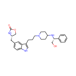 O=C1N[C@@H](Cc2ccc3[nH]cc(CCCN4CCC(N[C@@H](CO)c5ccccc5)CC4)c3c2)CO1 ZINC000013802578