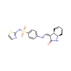 O=C1N[C@@H]2C=CC=C[C@@H]2/C1=C/Nc1ccc(S(=O)(=O)Nc2nccs2)cc1 ZINC000028477996