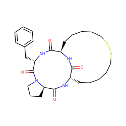 O=C1N[C@@H]2CCCCCSSCCCCC[C@@H]1NC(=O)[C@H]1CCCN1C(=O)[C@H](Cc1ccccc1)NC2=O ZINC000299840862